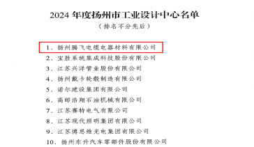 揚(yáng)州騰飛首次獲批2024年度揚(yáng)州市工業(yè)設(shè)計(jì)中心認(rèn)定